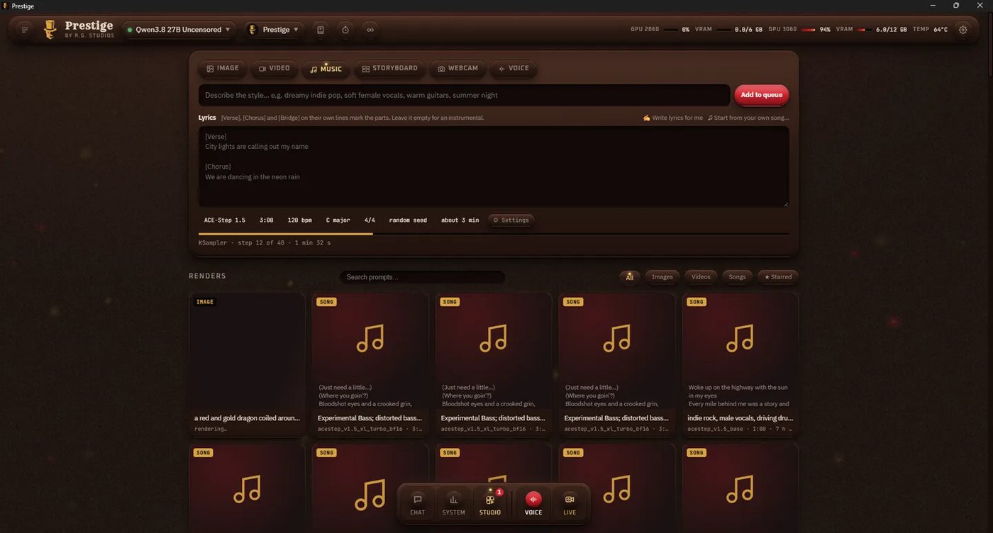 The Music tab making a song